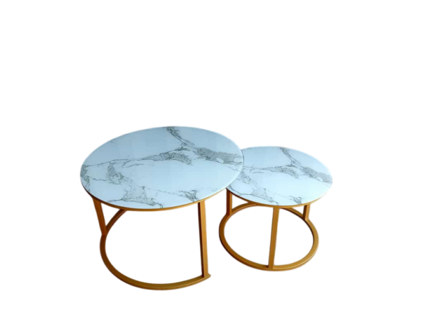 White Nesting Coffee Table with Marble Effect