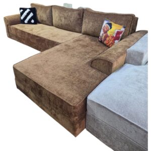 6 Seater Brown L shaped sofa