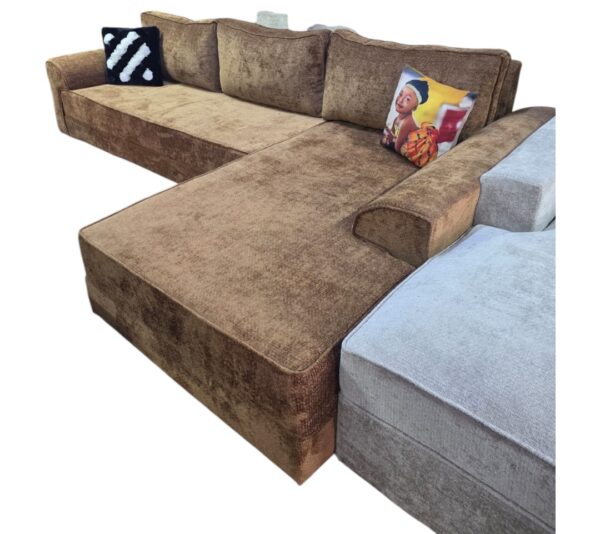 6 Seater Brown  L shaped sofa