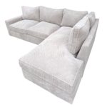 6 Seater White Bubble Fabric L shaped sofa