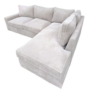 6 Seater White Bubble Fabric L shaped sofa