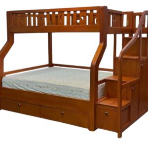 Bunk Bed Double Decker with Stairs and Storage