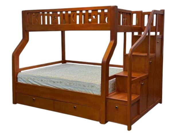 Bunk Bed Double Decker with Stairs and Storage