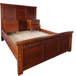 Wooden bed with two Side drawers
