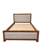 5by6 Beige Mocket Bed Brown Frame