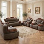 Antique Mahogany Finish 5 Seater Sofa