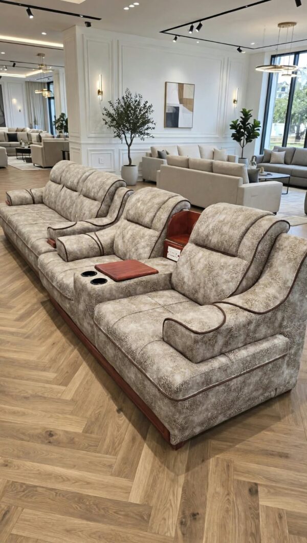 Mahogany finish Modern 5 Seater Sofa